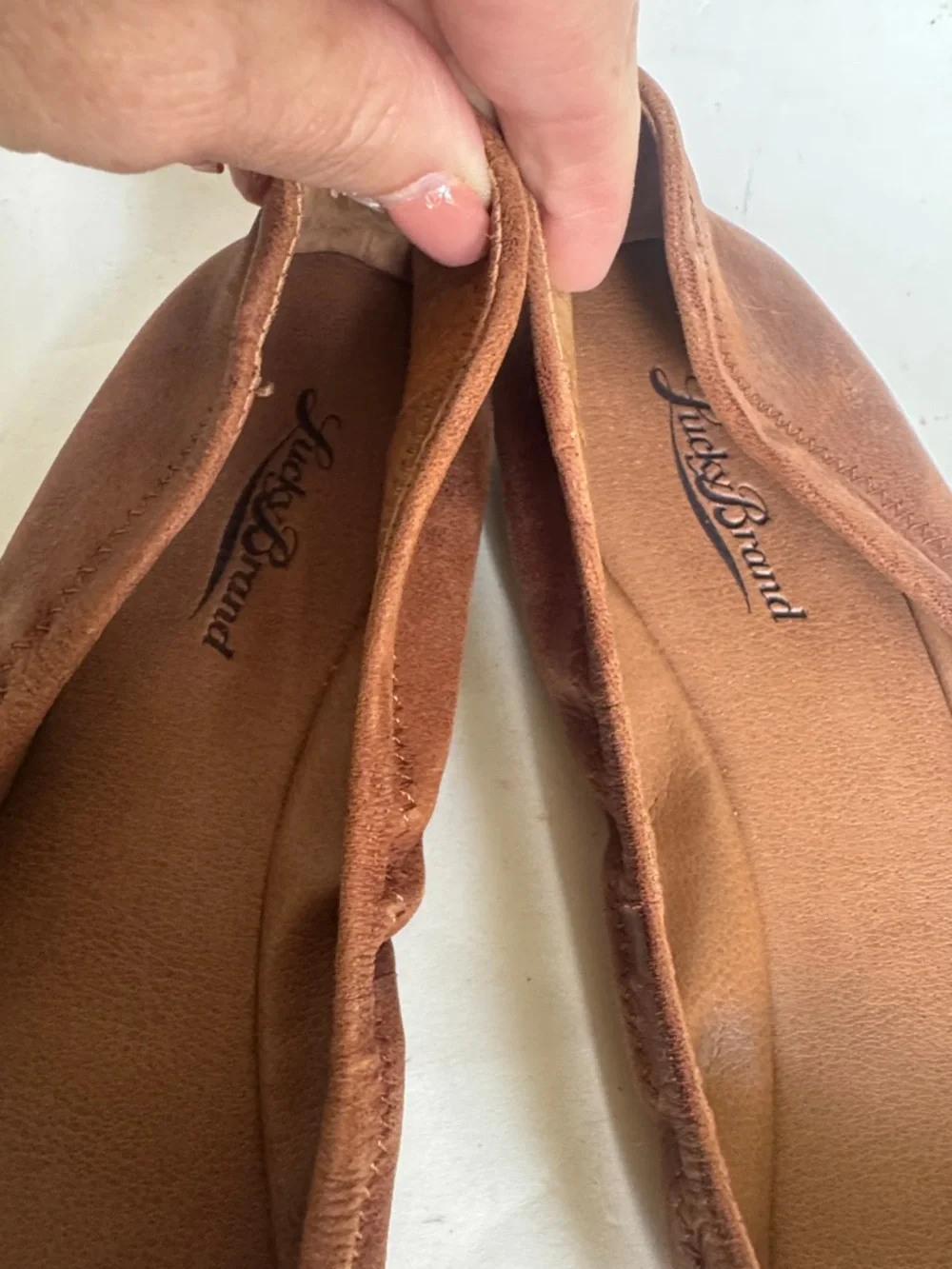 LUCKY BRAND Emmie Ballet Flats Slip On Leather Shoes Brown Size 7 EUC $60